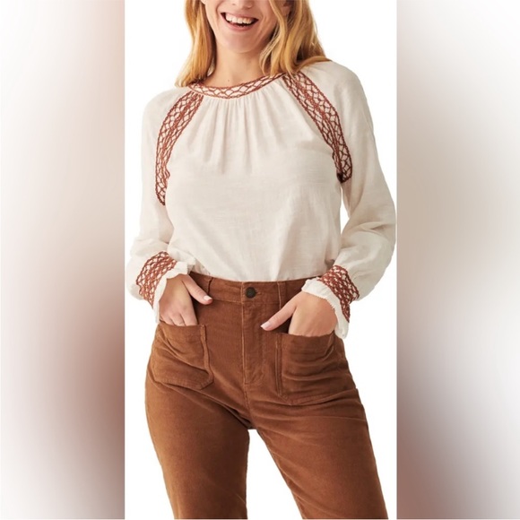 NWOT FAHERTY Arles Embroidered Long Sleeve Women’s Top - Picture 2 of 11